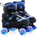 Adjustable Kids Roller Skates with Light-Up Wheels - Fits Ages 3-12
