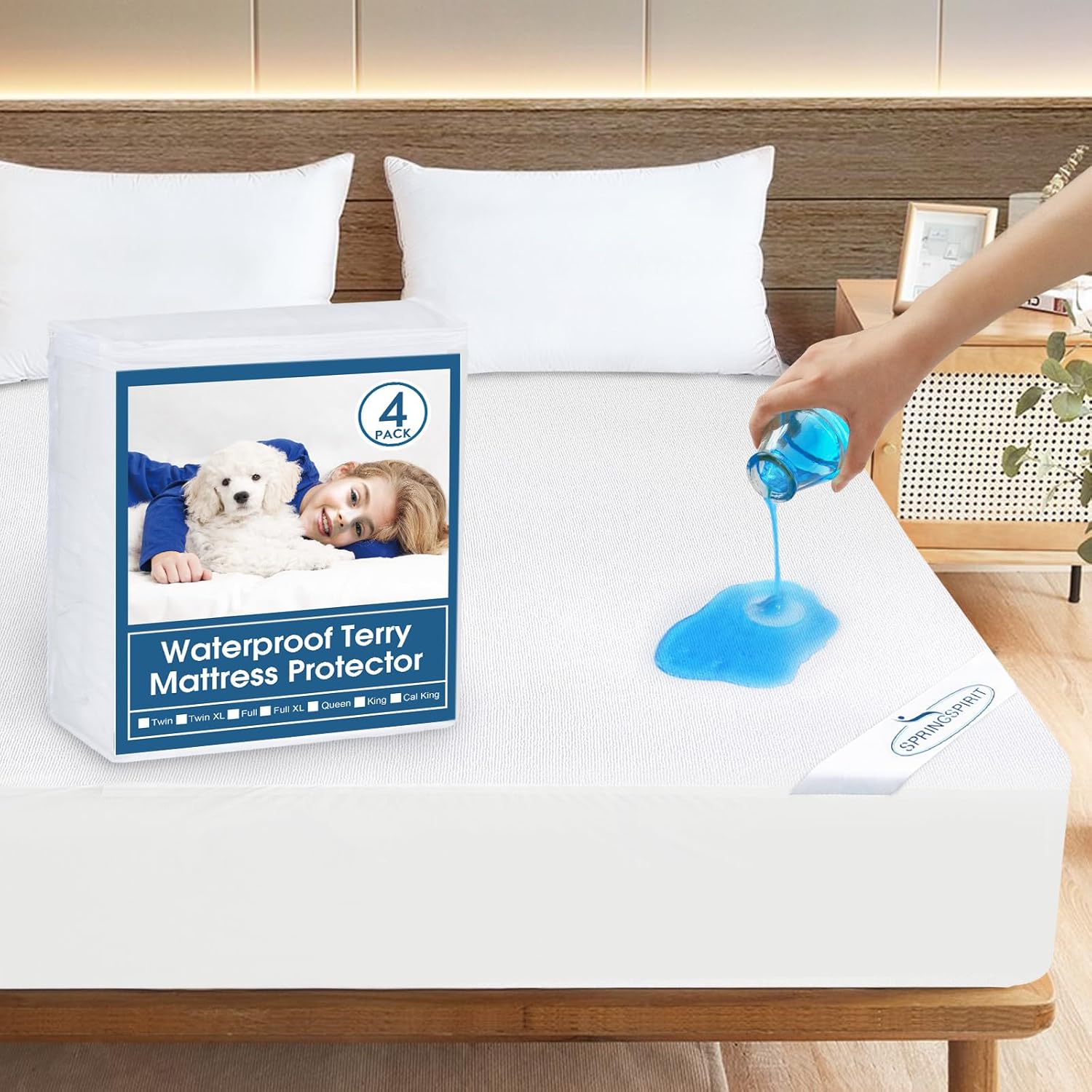 4 Pack Twin Mattress Protector Waterproof Premium Terry Soft