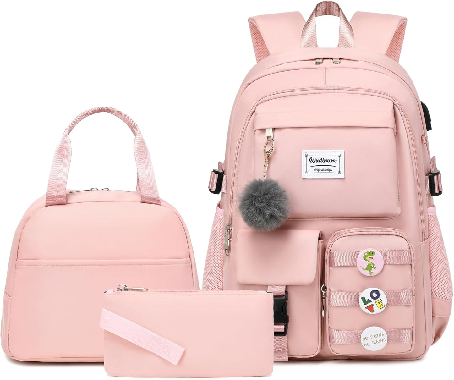 Women Casual Backpack Set for School and Daily Use in Pink