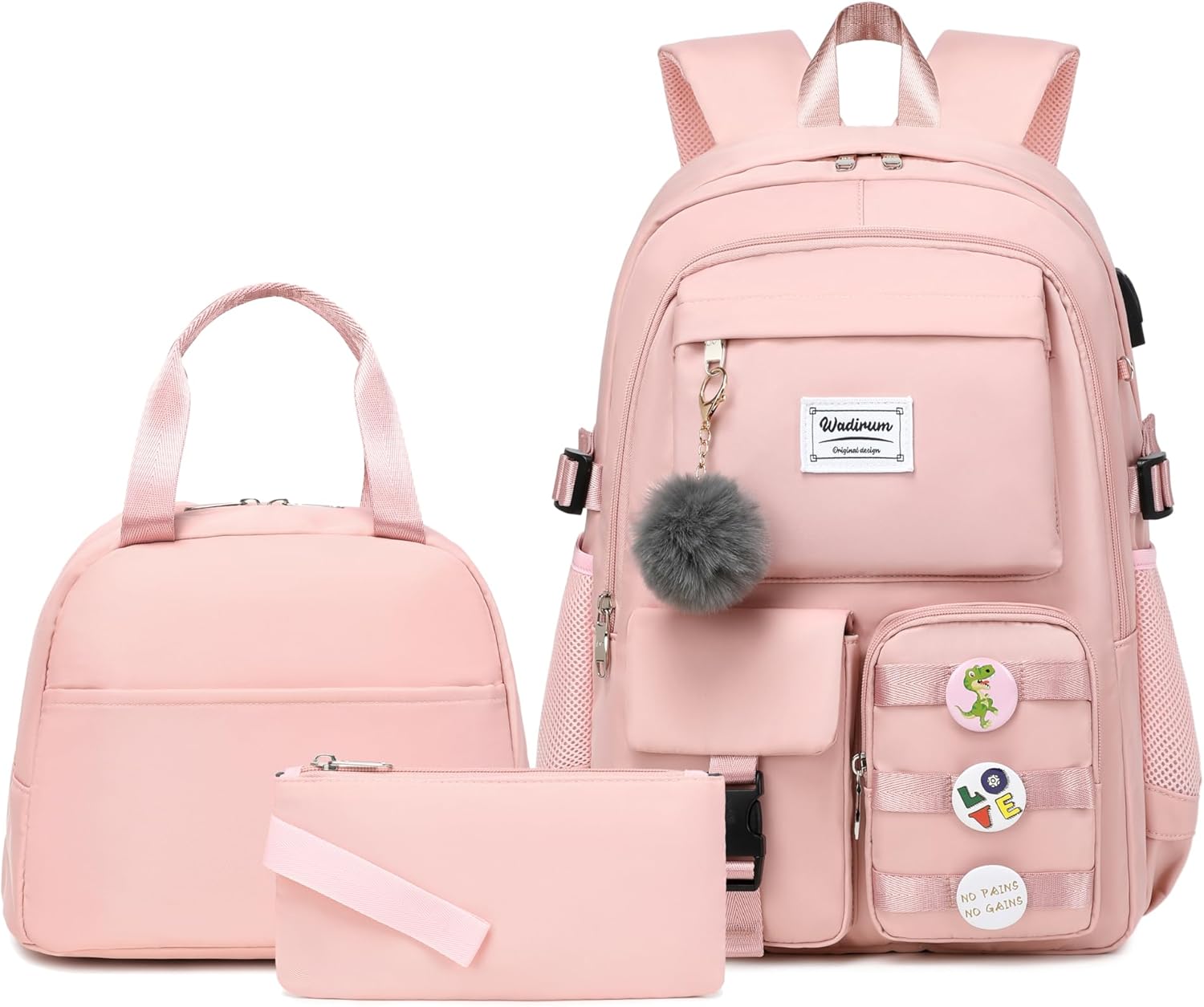 Women Casual Backpack Set for School and Daily Use in Pink