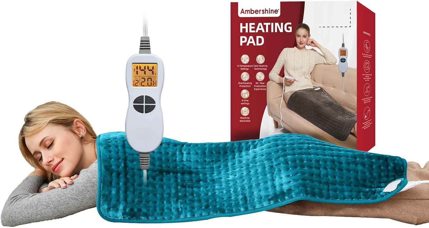 XXXL King Size Heating Pad for Pain Relief with 12 Settings