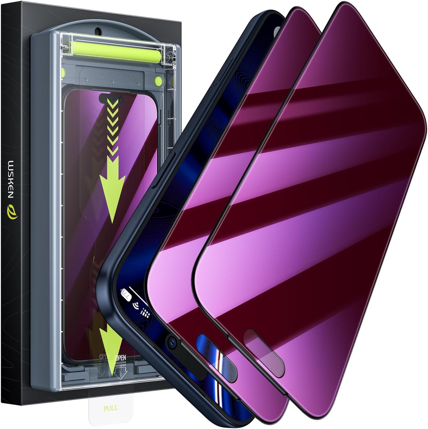 WSKEN iPhone 17 Pro Privacy Screen Protector with Purple Gradient