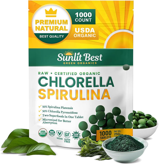 Organic Chlorella Spirulina Tablets for Energy & Immunity Boost