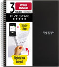 Five Star Spiral Notebook + Study App, 3 Subject Wide Ruled - Durable