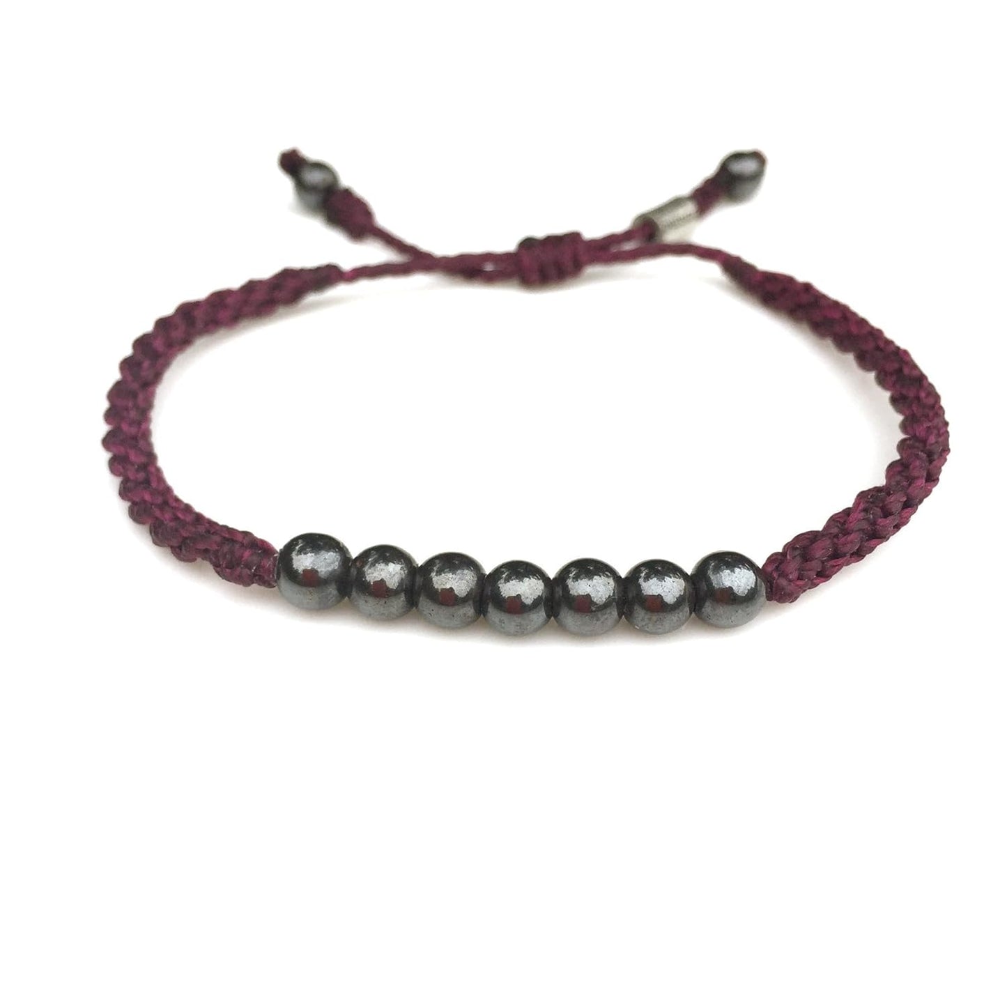 Custom Colors and Size Bangle Rope Bracelet with Lucky Hematite
