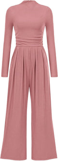 Jumpsuits For Women Long Sleeve Mock Neck Wide Leg - Dressy