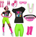 80s Outfit Women Costume Accessories Set - Complete Neon Party Kit Add