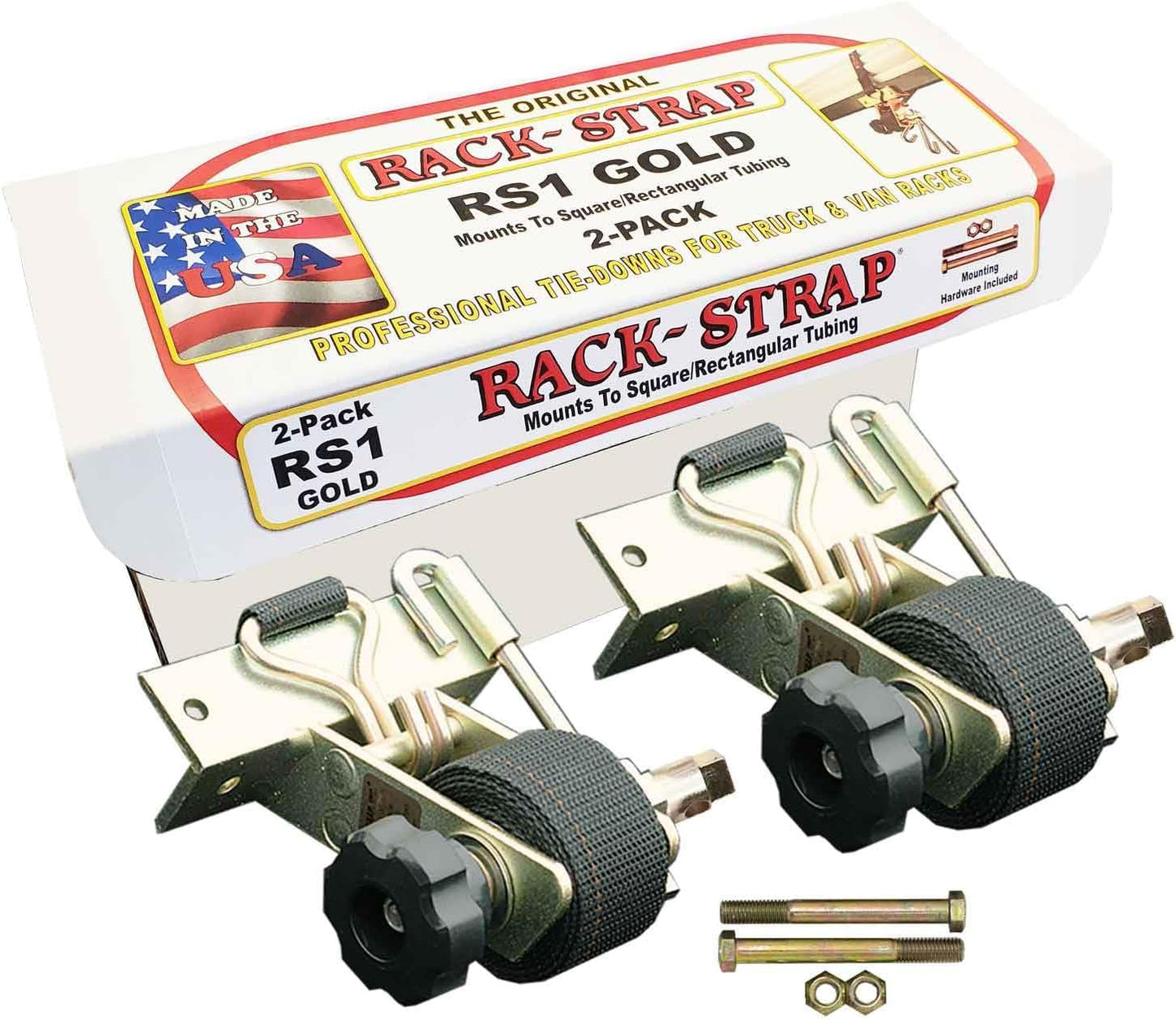 2 Pack Rack-Strap Tie-Downs with Right Angle Mounting Bracket