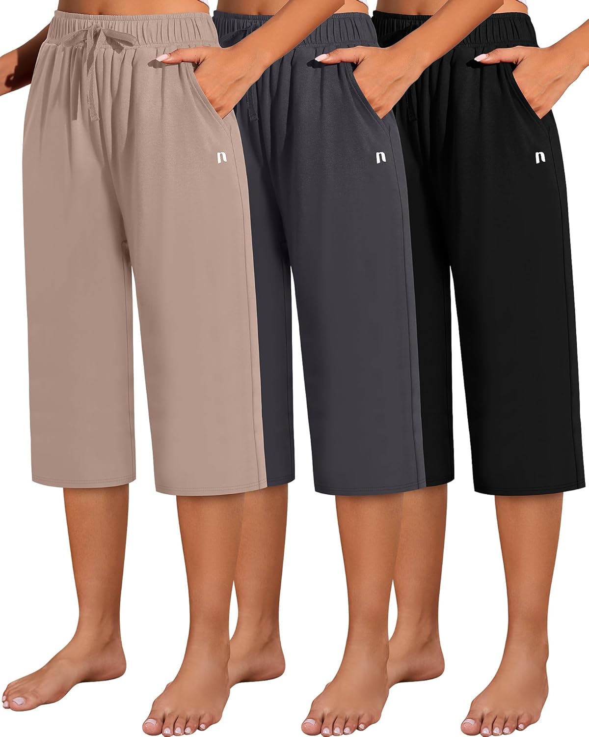 Neer Women's Capri Pants 3 Pack for Casual and Yoga Wear