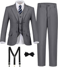 Boys Gray 7 Piece Slim Fit Tuxedo Suit for Wedding and Formal Events