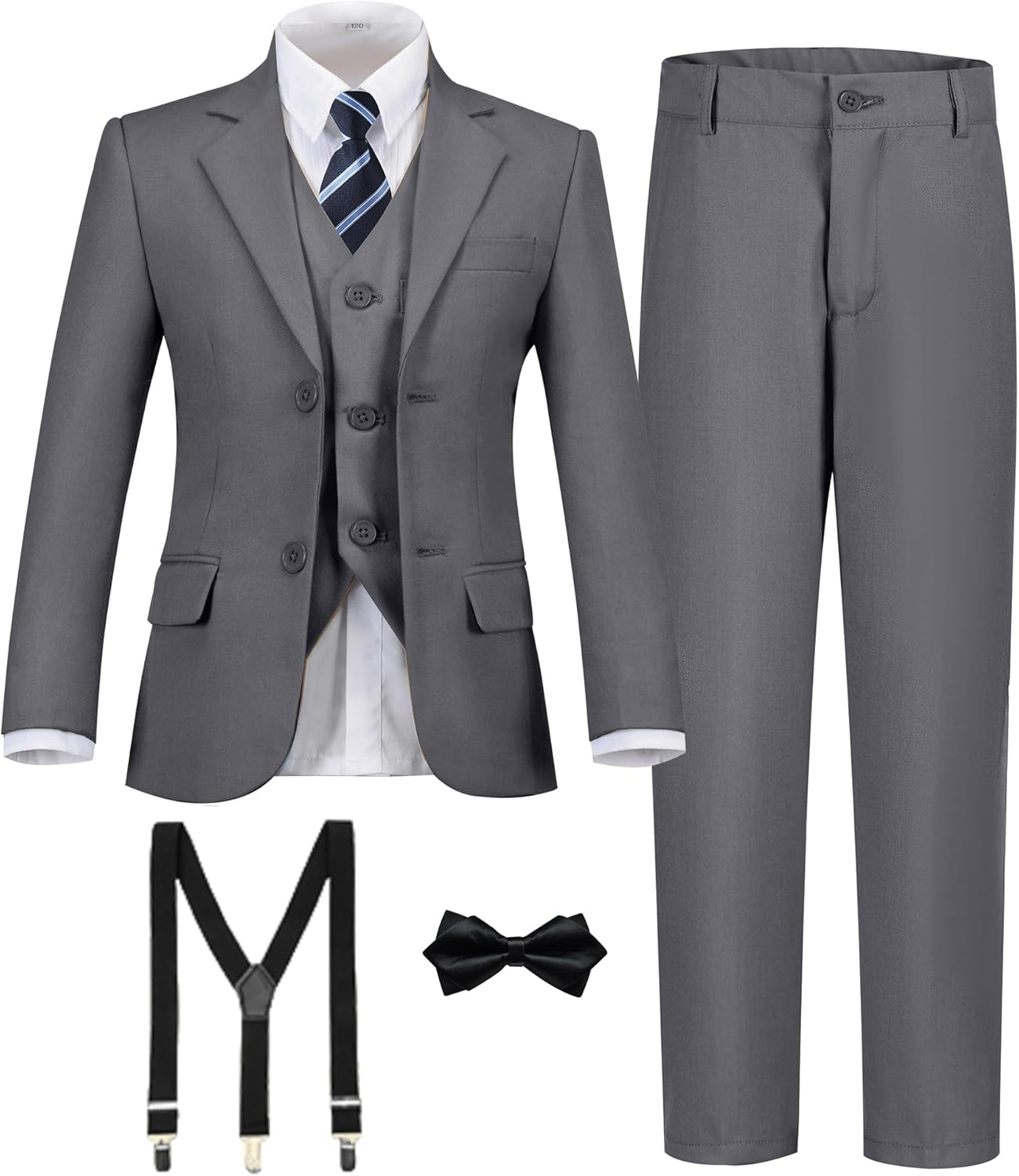 Boy's Formal Suit 7 Piece Slim Fit Tuxedo for Kids and Teens