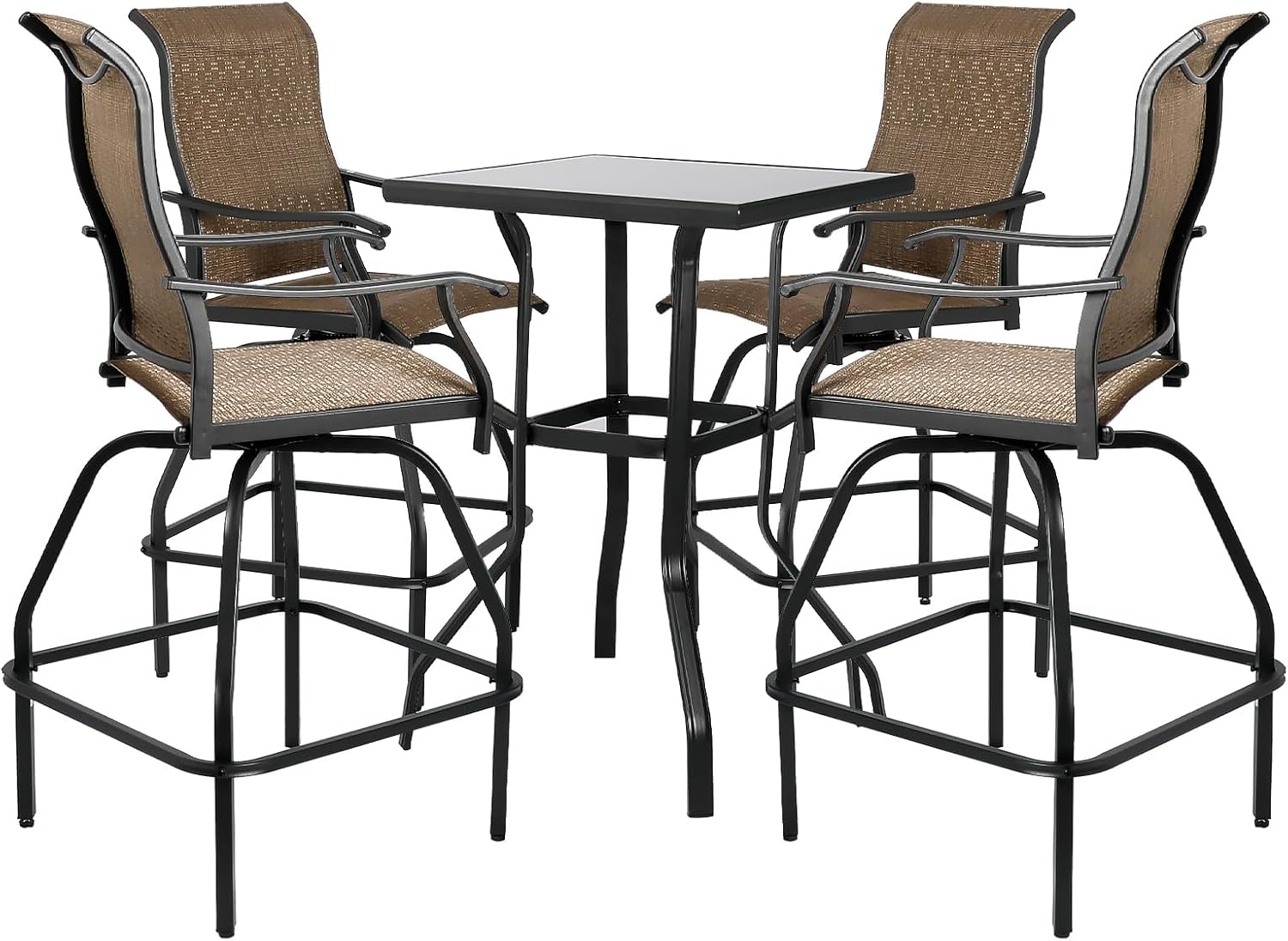 LEVELEVE Patio Bar Set with Swivel Stools for Outdoor Fun