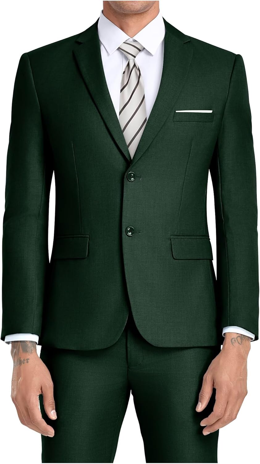 JPF Men's 2 Piece Slim Fit Suit Set with Tie for Every Occasion