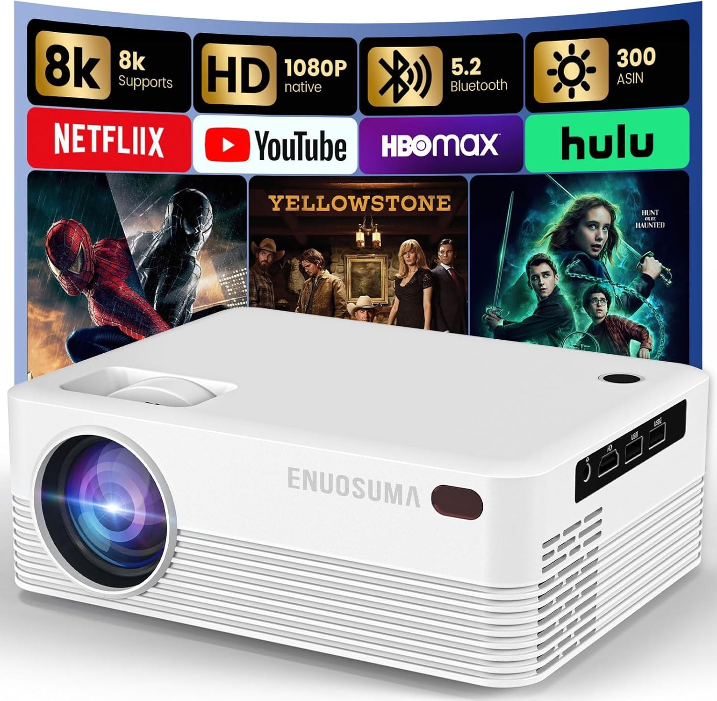 Mini Projector H5 with WiFi & Bluetooth for Stunning 8K Movies