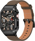 Leather Band with 316L Stainless Steel Bumper for Apple Watch Ultra