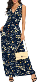 Women Sleeveless Deep V Neck Rayon Maxi Dress - Comfortable Beach