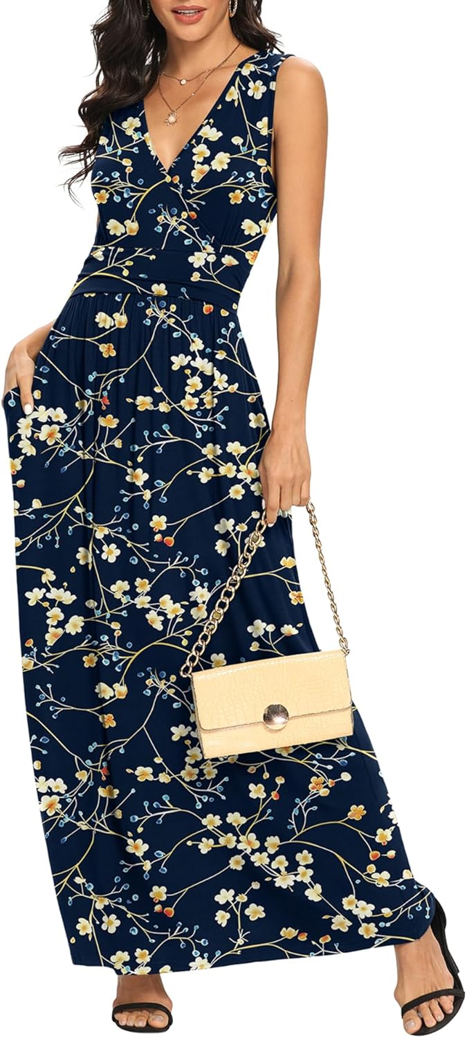 LILBETTER Women Sleeveless Deep V Neck Maxi Casual Dress Review