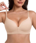 FeelinGirl Wireless Push Up Bra Seamless TShirt Bra - Natural Lift