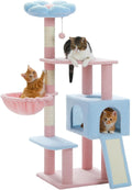 Blue Flower Cat Tree 47.2in Multi-Level Cat Tower - Pink Perch