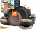 Teivio 32-Piece Wheat Straw Dinnerware Set - Lightweight, Unbreakable