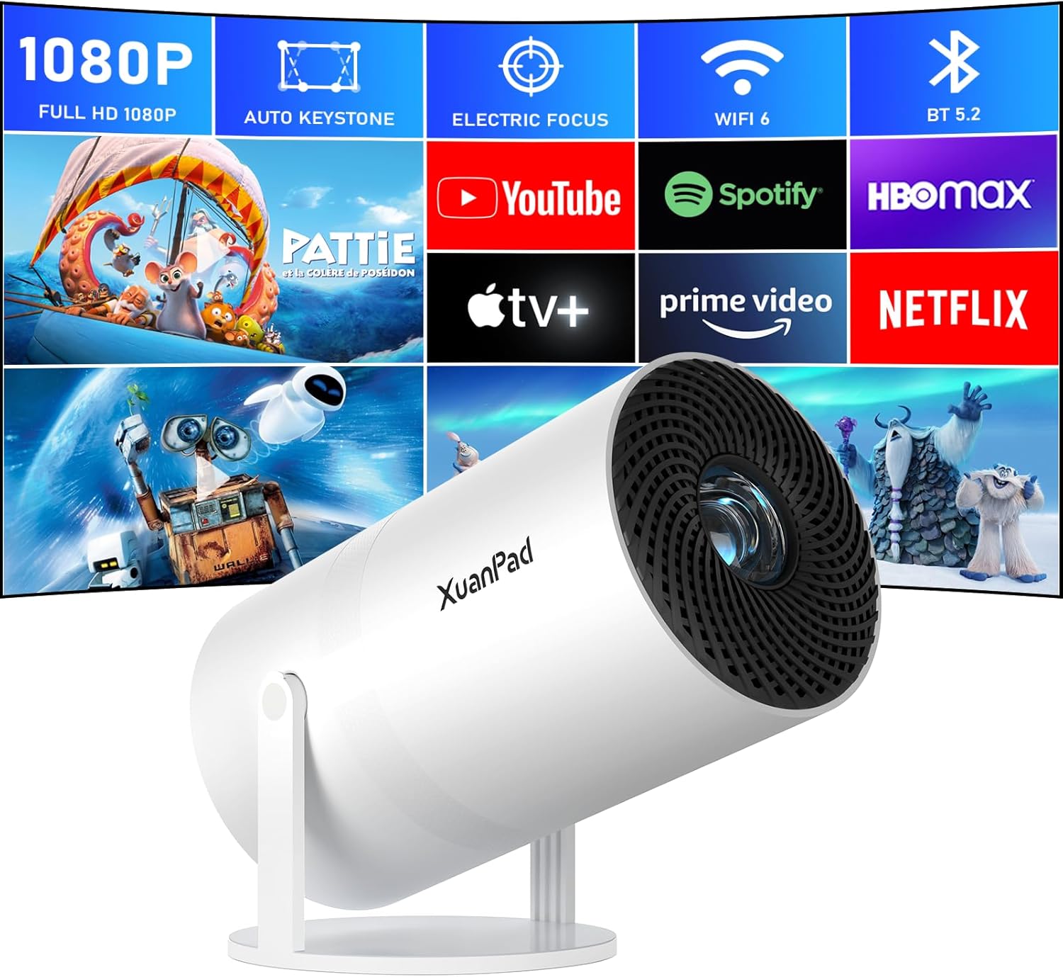 XuanPad Mini Projector: 4K Resolution, WiFi & Bluetooth