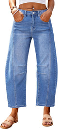 Barrel Jeans Women Wide Leg Cropped High Waisted - Baggy Ankle