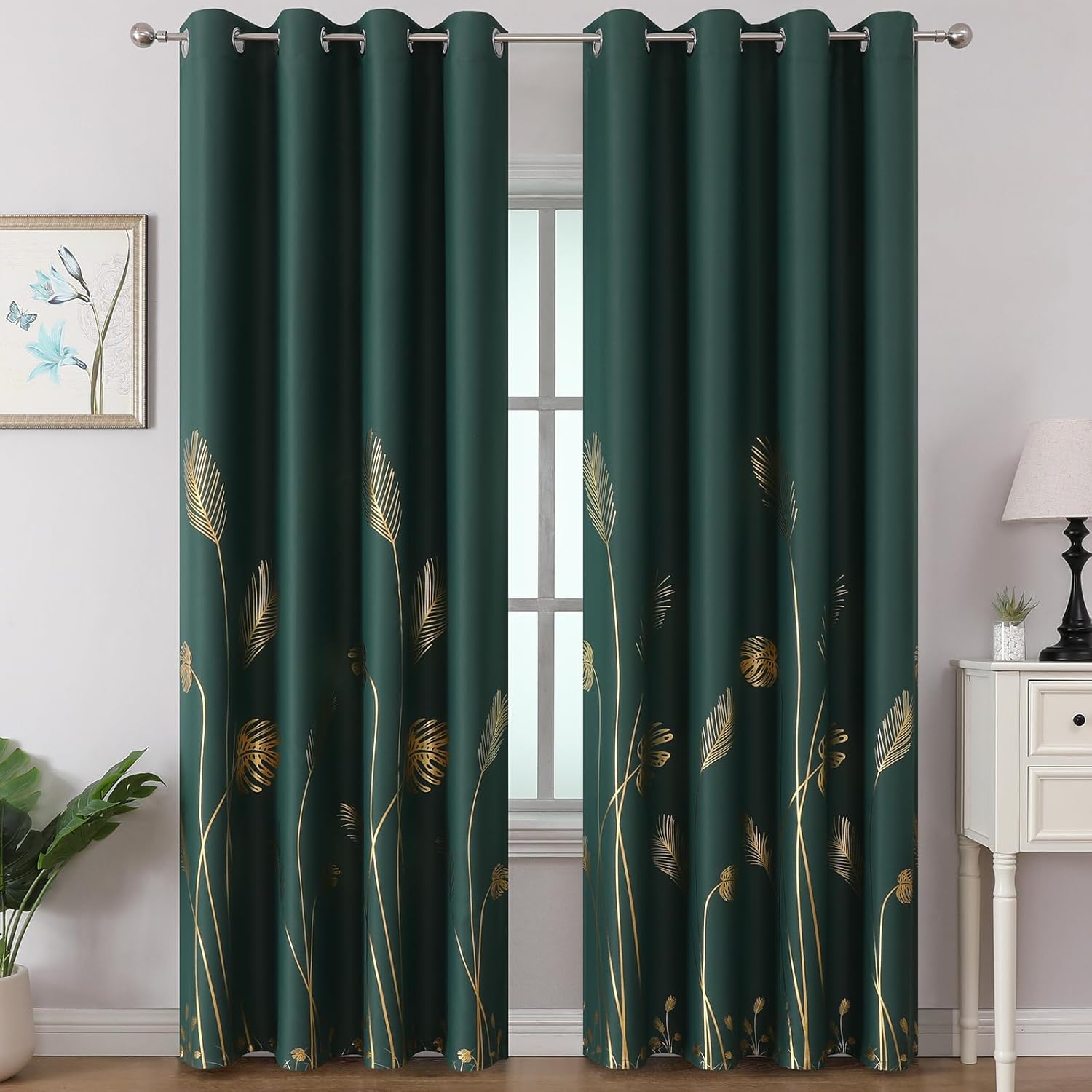 Estelar Textiler Green Blackout Curtains for Bedroom 84 Inches