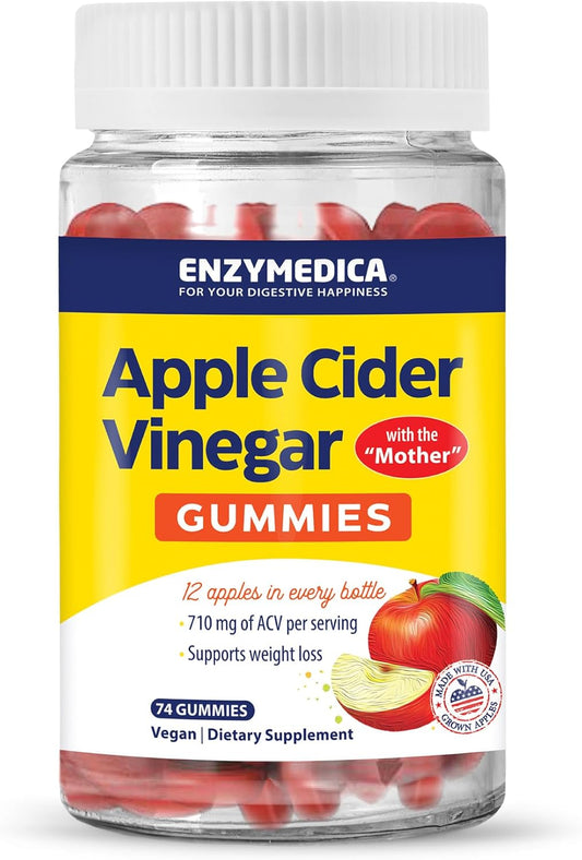 Enzymedica Apple Cider Vinegar Gummies: 1000 mcg Vitamin B12 + 12 Organic Apples