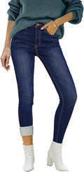 Womens Fleece Lined Skinny Jeans - High Waisted Thermal Stretch