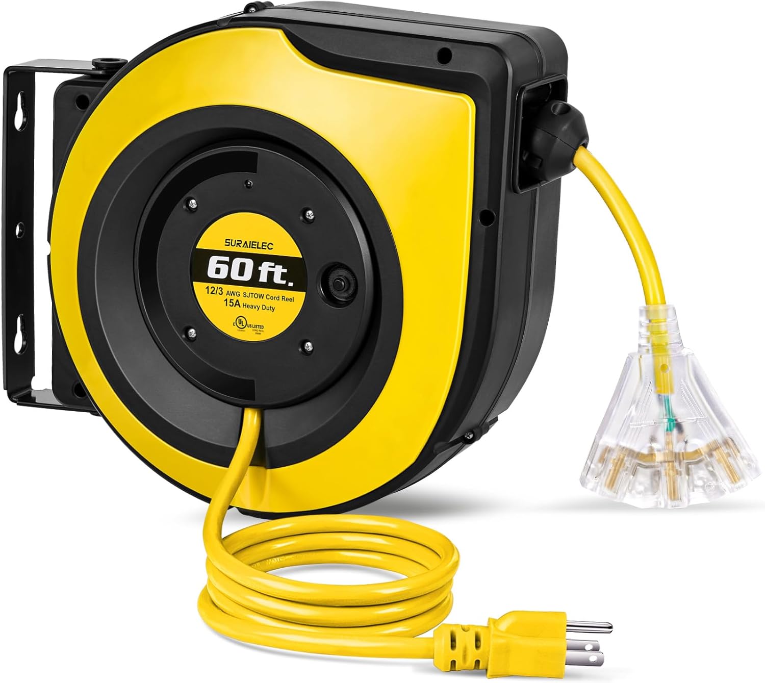 SURAIELEC 12 Gauge Extension Cord Reel for Heavy Duty Use
