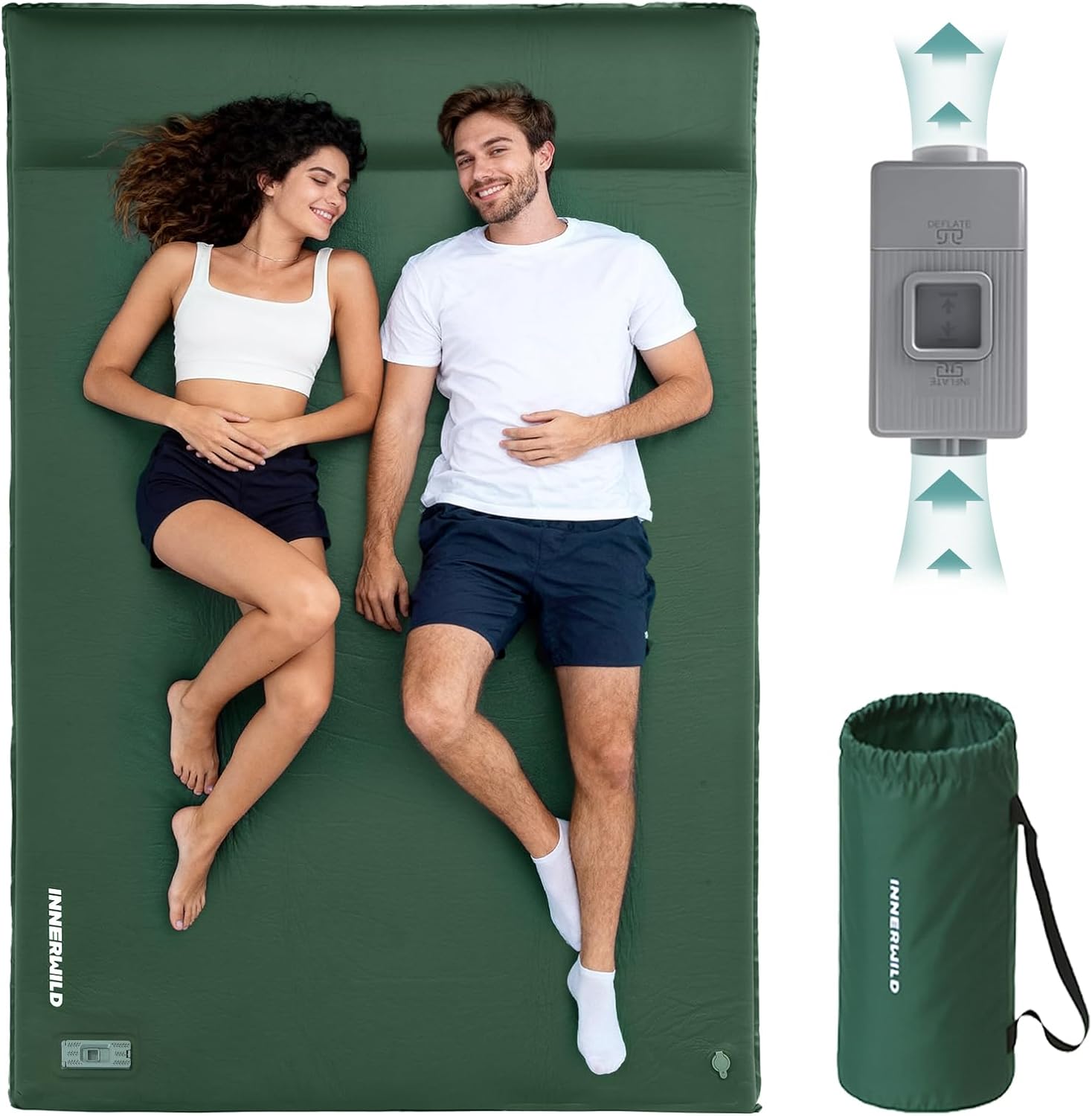 Double Camping Sleeping Pad with Electric Pump for Couples