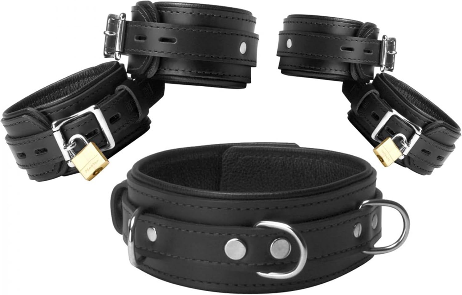 Black Premium Leather Bondage Essentials Kit by Strict Leather