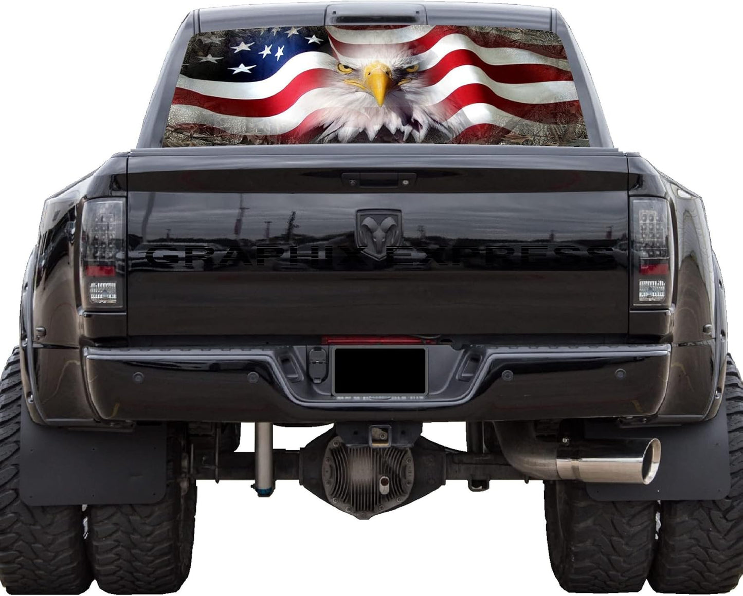 Bald Eagle American Flag Truck Back Window Graphics Decal