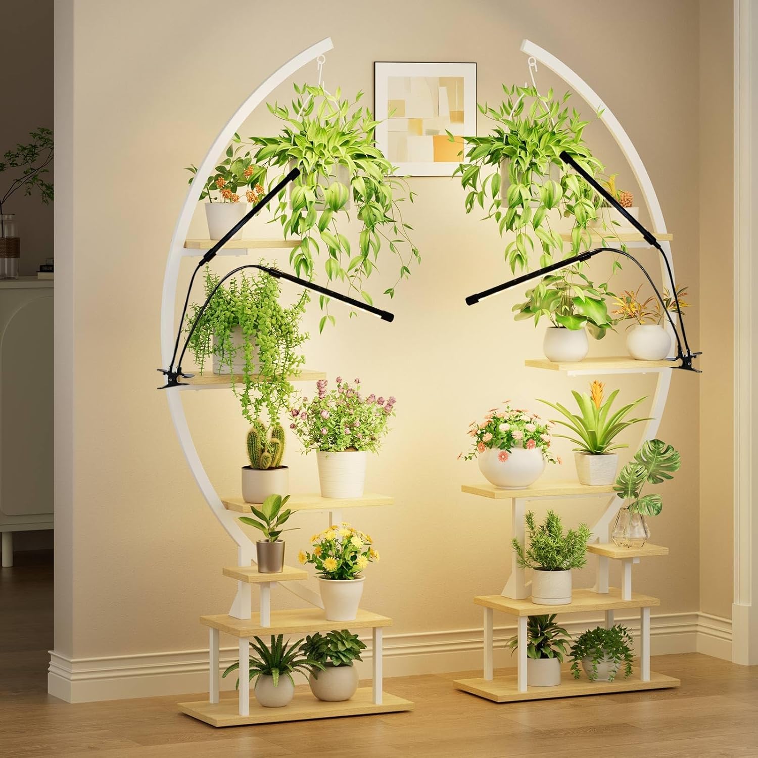 GREENSTELL 7-Tiered Indoor Plant Stand with Adjustable Grow Light