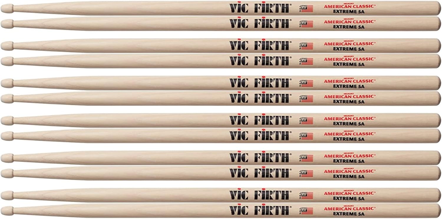 Vic Firth Extreme X5A Wood Tip Drum Stick Bundle for Musicians