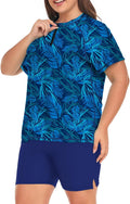 Plus Size 2 Piece Rash Guard Swimsuit Set - UPF 50+ Modest Swimwear