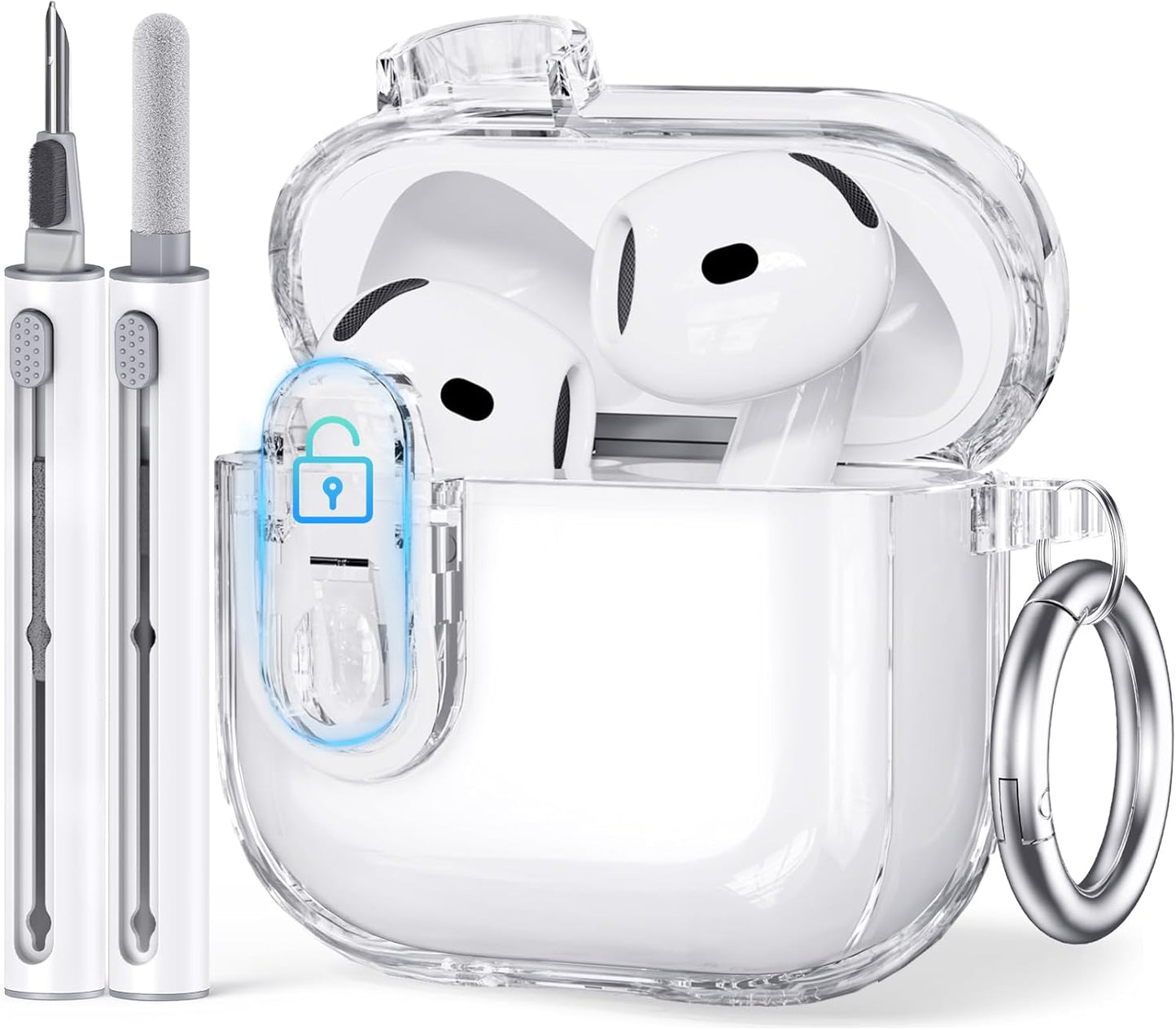 Anti-Yellowing Airpods 4 Lock Case - Cleaner Kit & Keychain