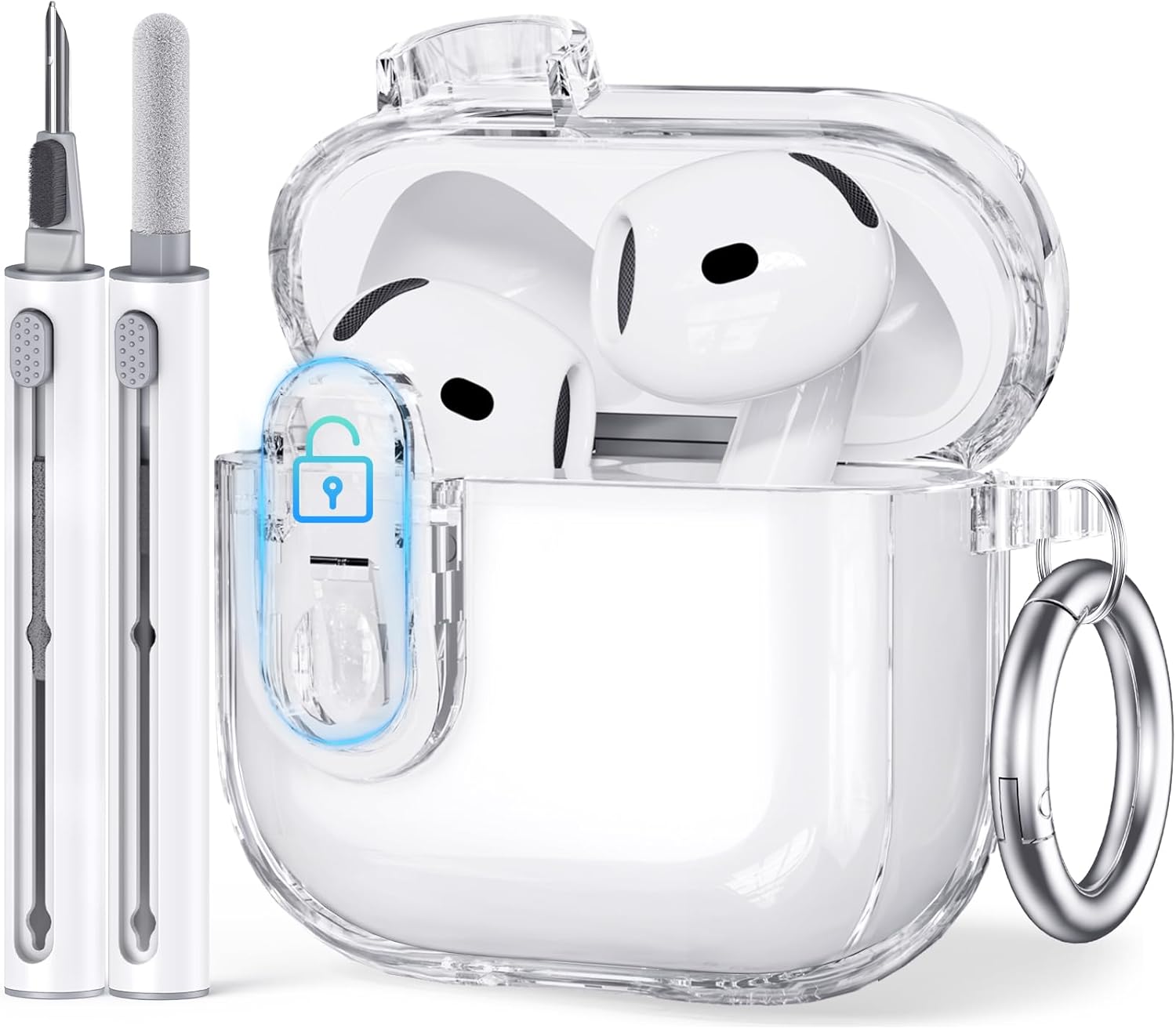 Anti-Yellowing Airpods 4 Lock Case - Cleaner Kit & Keychain