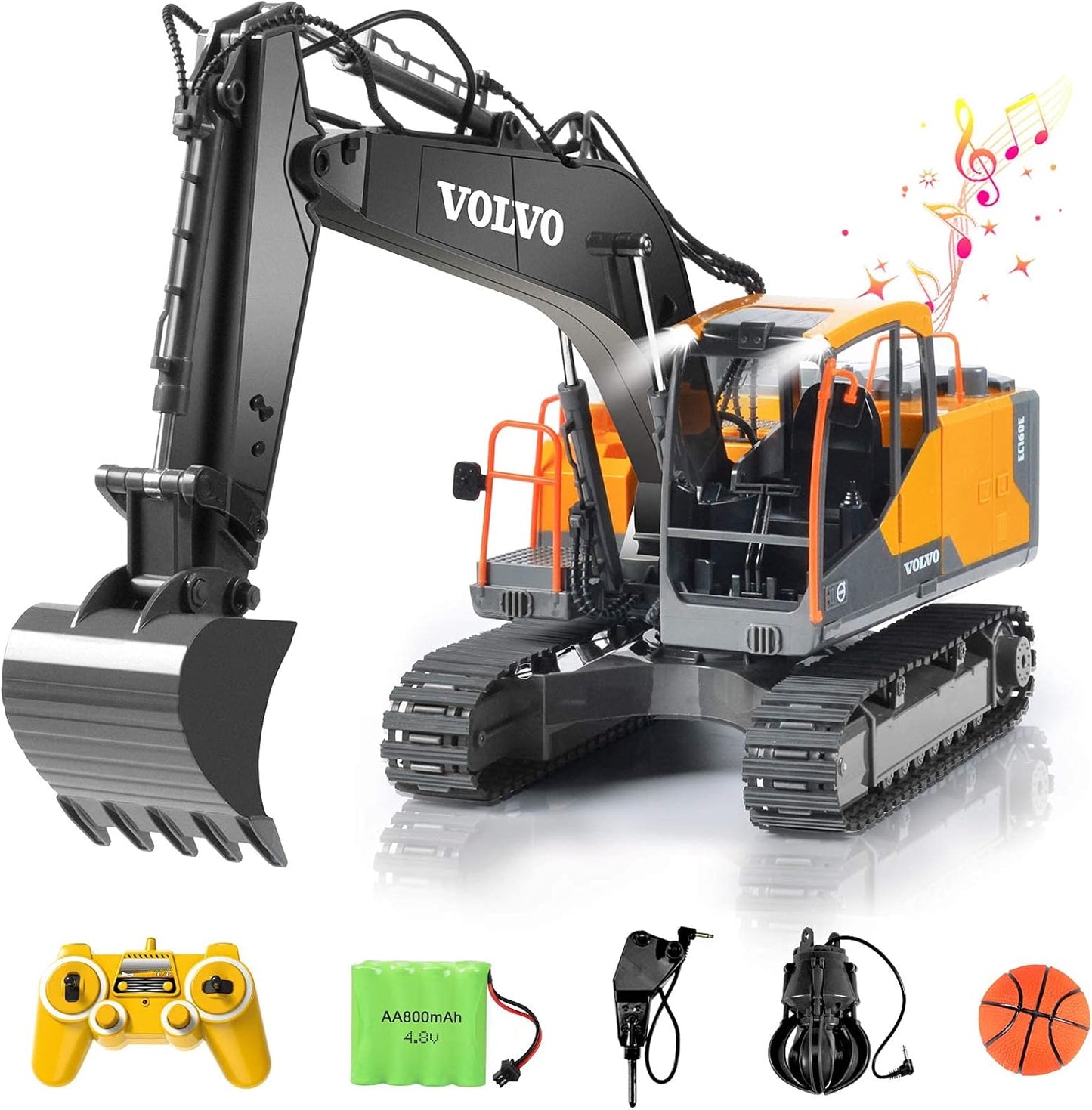DOUBLE E Volvo RC Excavator 3 in 1 Construction Toy for Kids