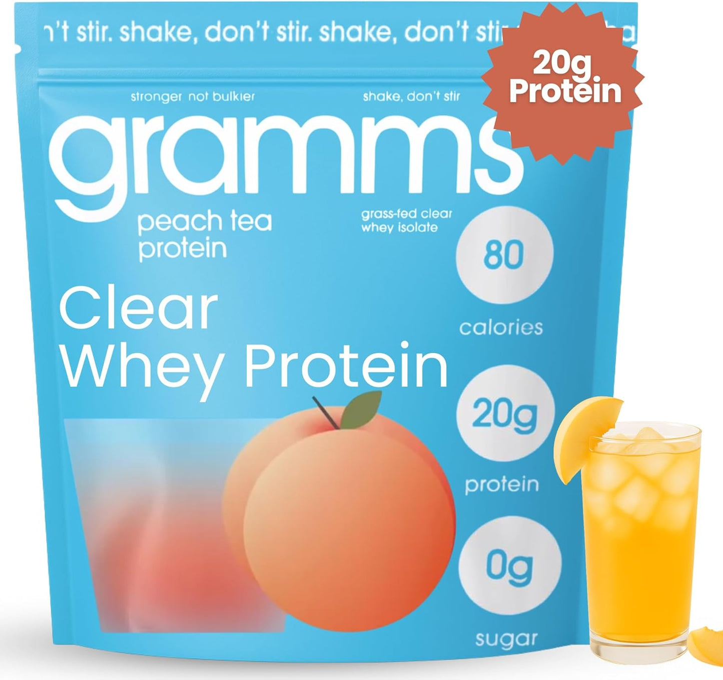 GRAMMS Clear Protein Powder Packets for Refreshing Hydration