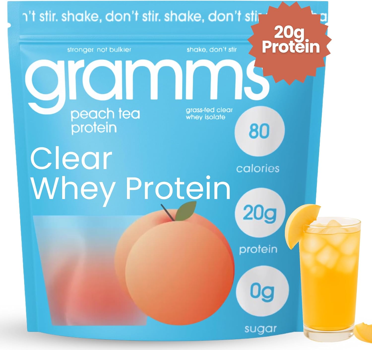GRAMMS Clear Protein Powder Packets for Refreshing Hydration