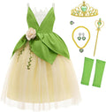 Princess Tiana Costume for Girls Green Frog Fairy Fancy Dress