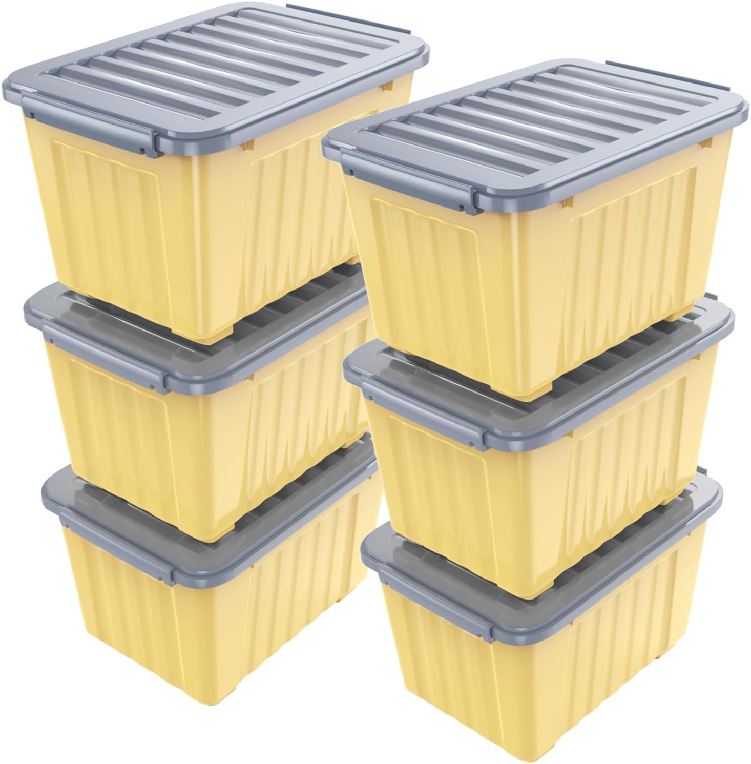 Nazhura Plastic Storage Bin Set - Stackable and Nestable Boxes