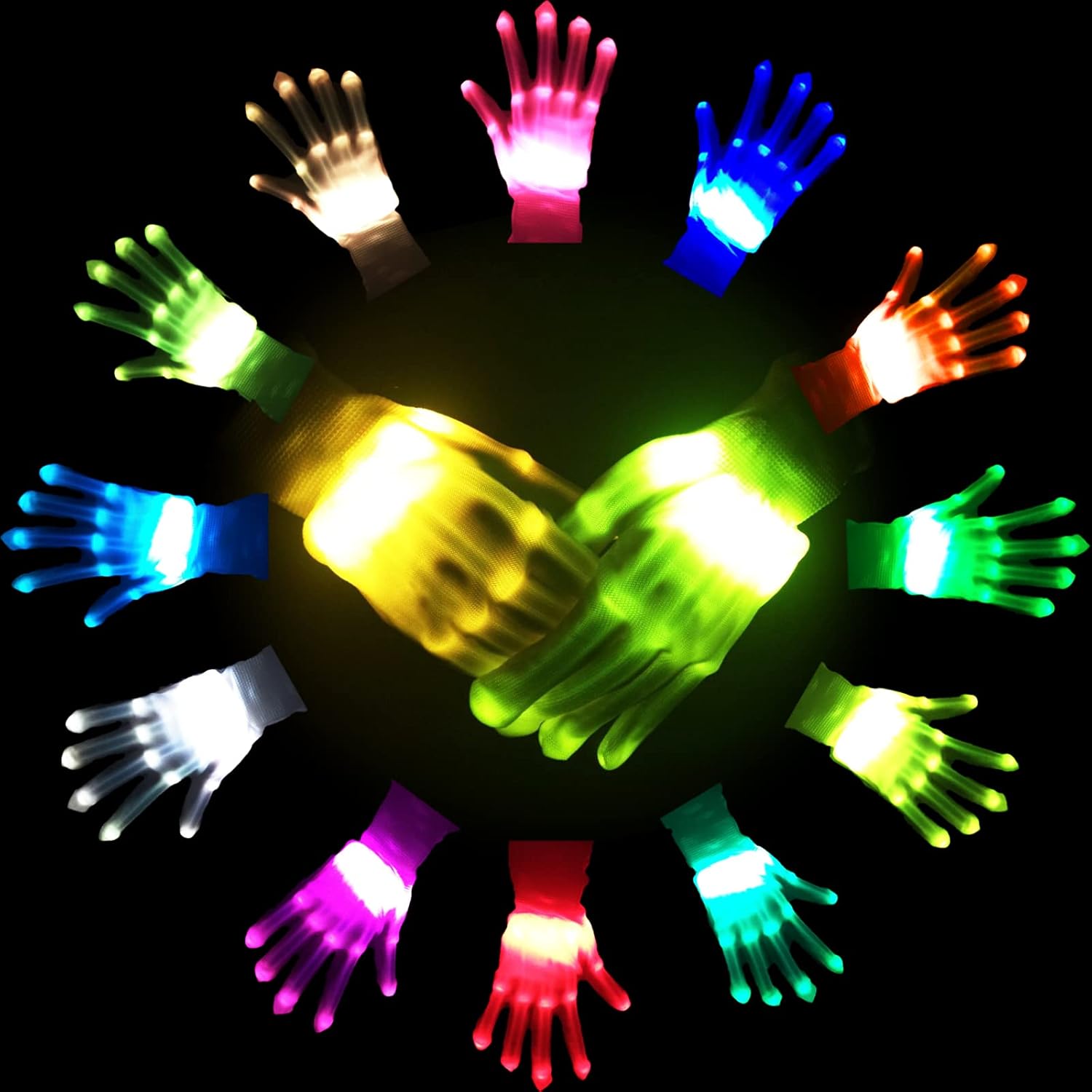 Colorful LED Gloves for All Ages! Light Up Your Party 