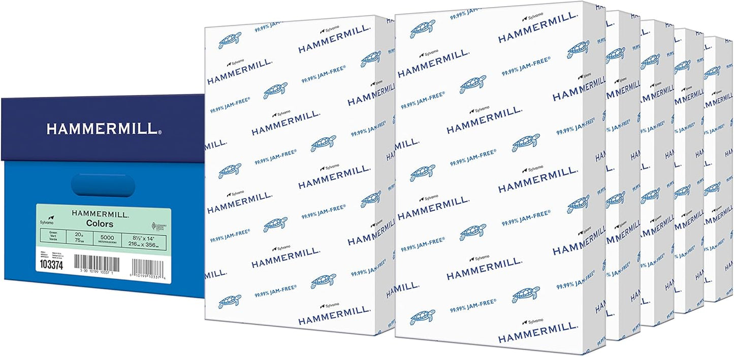Hammermill Colored Paper 20 lb Green Printer Paper 8.5 x 14