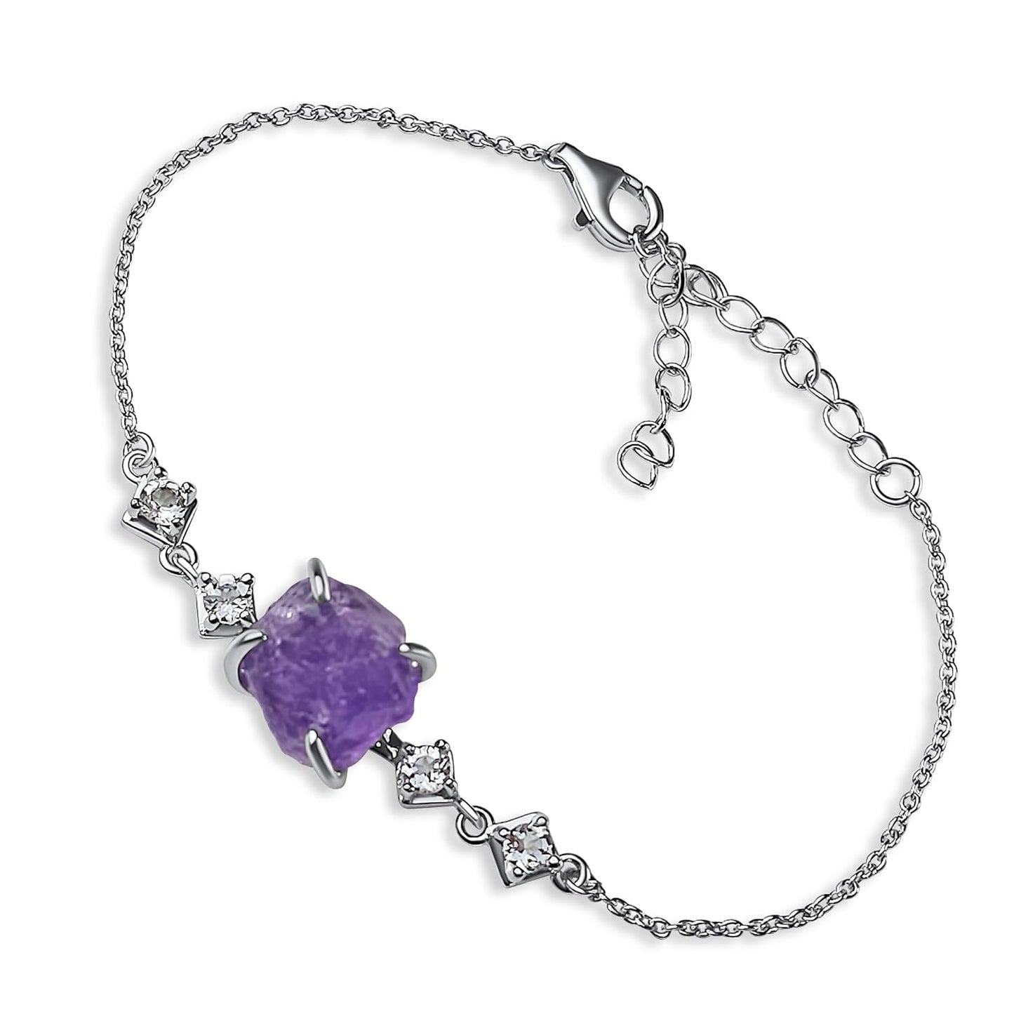 Raw Amethyst Crystal Chain Bracelet for February Birthstone Gifts
