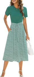 Zattcas Women Summer Dress Short Sleeve Modest Midi with Pockets