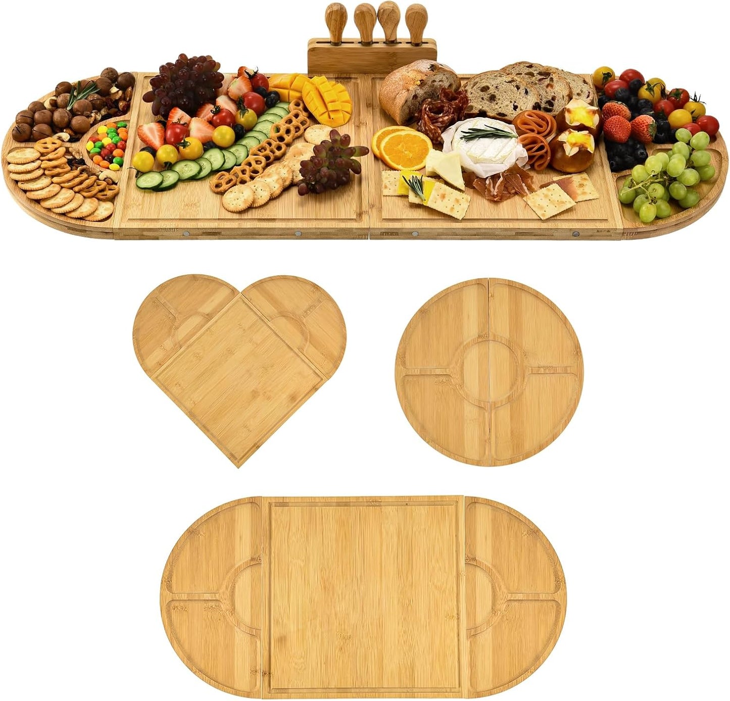 Bamboo Charcuterie Boards and Knife Set for Memorable Gatherings