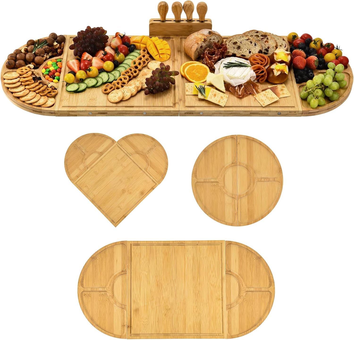 Bamboo Charcuterie Boards and Knife Set for Memorable Gatherings