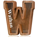 Customized Name Large Wooden Piggy Bank Letter A-Z - Personalized Gift